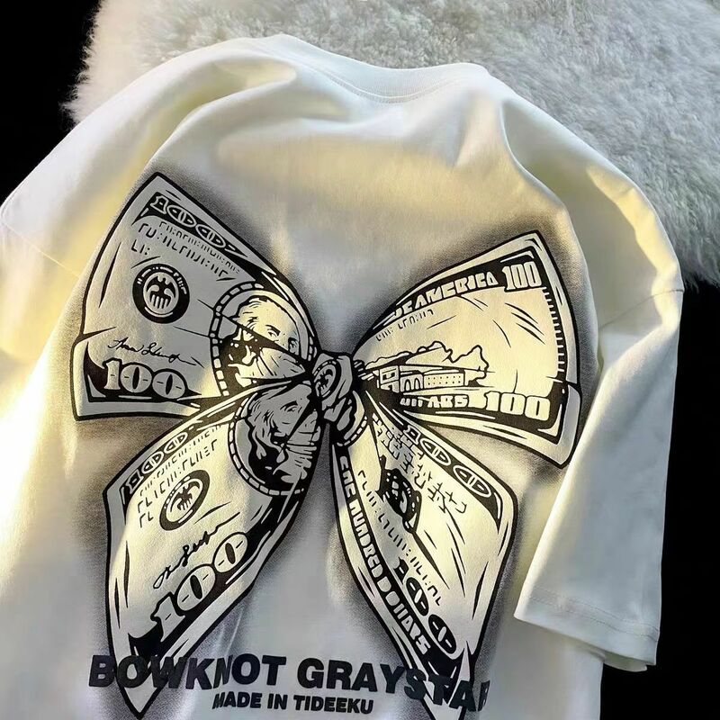 Neue personal isierte Retro einzigartige Design Bogen Kurzarm T-Shirt Herren Sommer ins kleine süße coole Frauen Top y2k