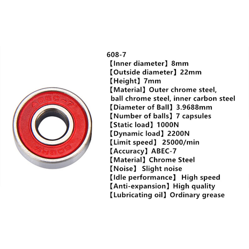 Rolamentos de aço cromado para skate, roda do "trotinette" do patim do rolo, elevado desempenho, ABEC-7, ABEC-9, 1Pc