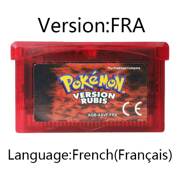 Cartuccia di gioco GBA scheda Console per videogiochi a 32 Bit Pokemon Emeraude Rouge fonu Saphir Rubis Vert Feuille versione FRA per GBA/NDS