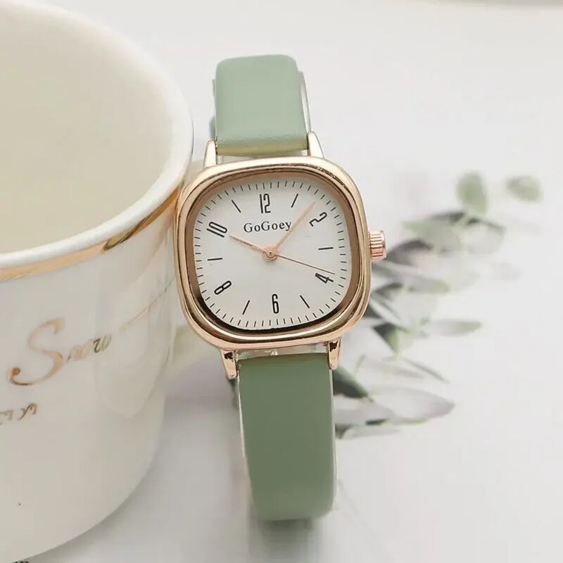 Casual Wrist Watches Retro Square Quartz Digital Mini Dial Leather Strap Clock Waterproof Wristwatch for Women Montre Femme Часы