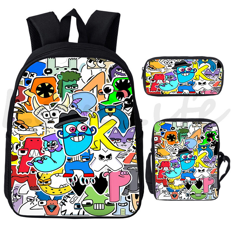 3pcs/set Alphabet Lore Letter Legend Backpack for Boys Girls Cartoon Anime Backpacks Children School Bags Bookbag Travel Daypack