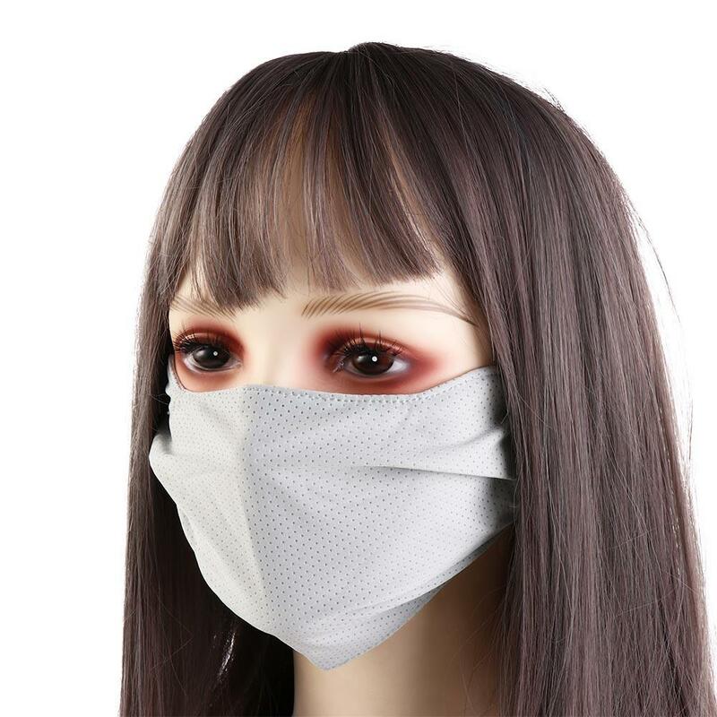 Cycling Riding Sun Protection Solid Color For Women Hiking For Girl Summer Face Cover Ice Silk Mask Sunscreen Mask Face Scarf