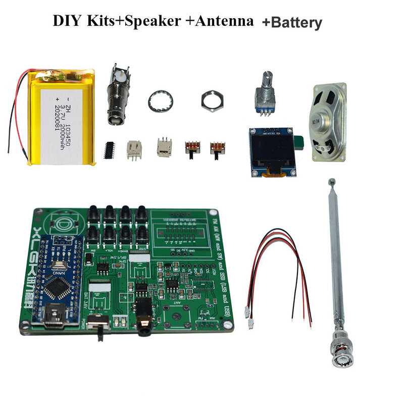 ชิป SI4732 DIY ประกอบใหม่ตัวรับสัญญาณวิทยุ FM AM (mW และ SW) SSB LSB และ USB + แบตเตอรี่ลิเธียม3.6V + เสาอากาศ +
