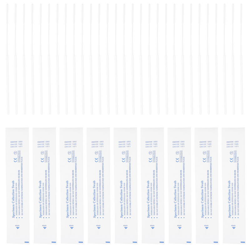 Cotonetes flocados nasais descartáveis, Cotonetes multifuncionais, Cotonetes de amostragem, 100pcs