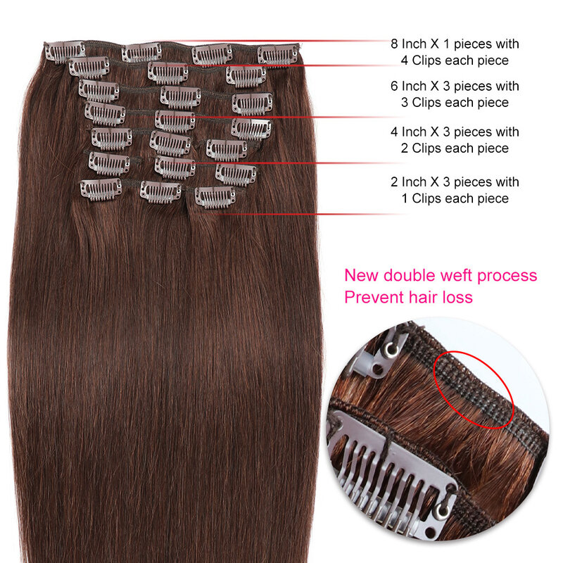 Remy grampo de cabelo em extensões, 100% cabelo humano real, clipes à venda, cabeça cheia conjunto, máquina, 16 "a 24", 120G a 160G, 10pcs por conjunto