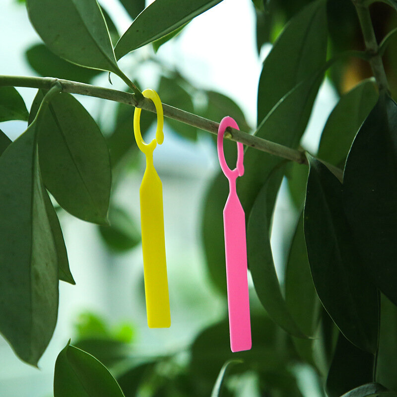 100pcs Garden Planting Tag Ring Hook Tree Markers Sign Plastic Waterproof Re-Usable Hanging Label Stake