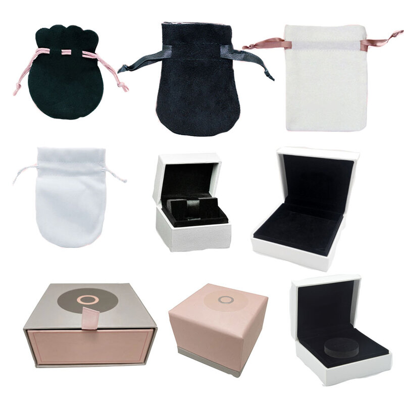 Fit Original Fashion 1pcs Display Box regalo per bracciale braccialetti anelli collana anelli orecchini Bead Charm borsa di flanella bianca nera
