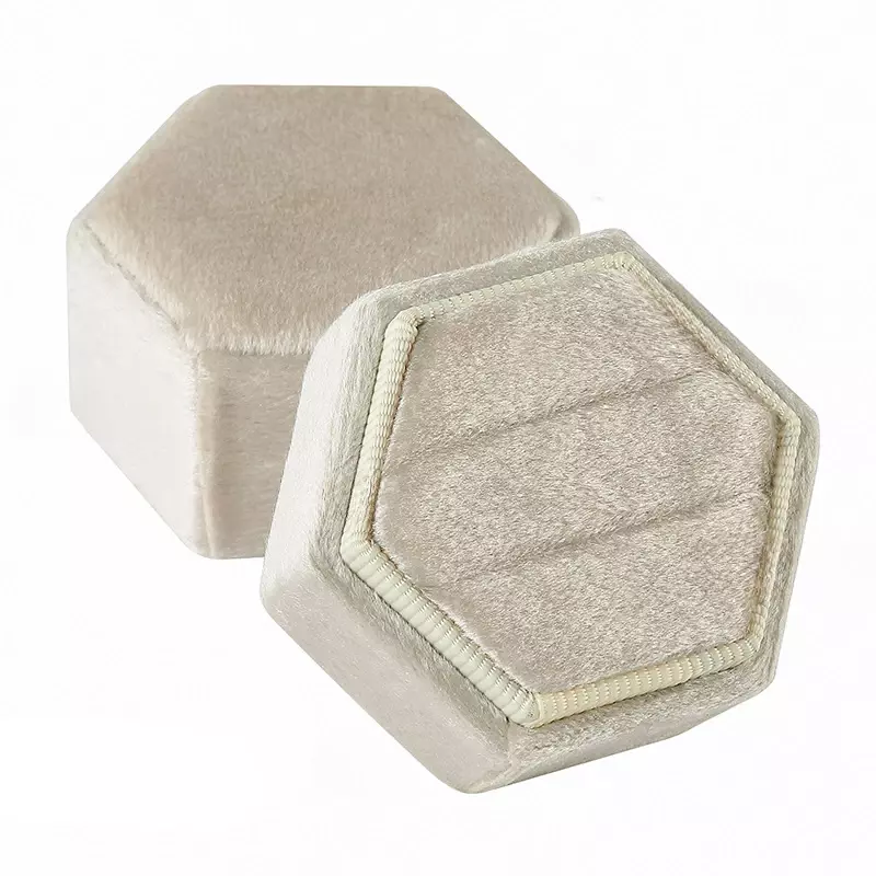 Esagonale flanella anello scatola colorata Spot confezione di gioielli Display scatola di velluto per esposizione di gioielli confessione di nozze