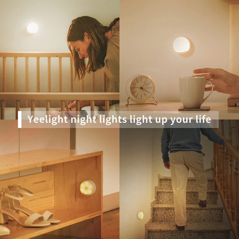 Yeelight-Luz LED nocturna inalámbrica con Sensor recargable, luz de fondo para decoración de dormitorio, armario, armario, escalera, porche