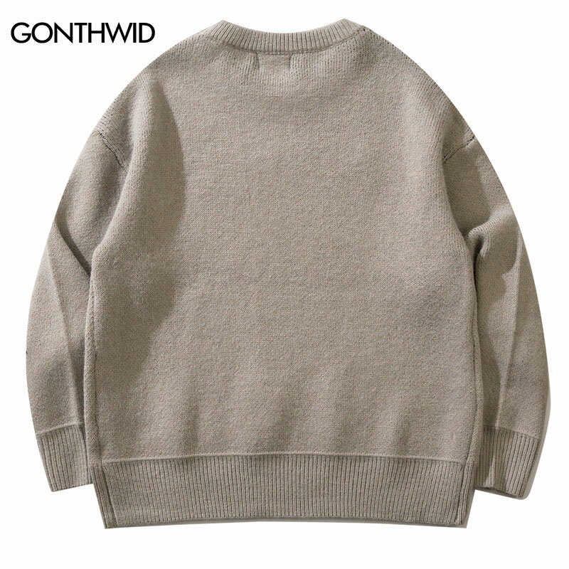 Sweater Y2K Streetwear Pria, Sweater Anjing Doberman Rajut Vintage Hip Hop, Harajuku Mode Retro Musim Gugur