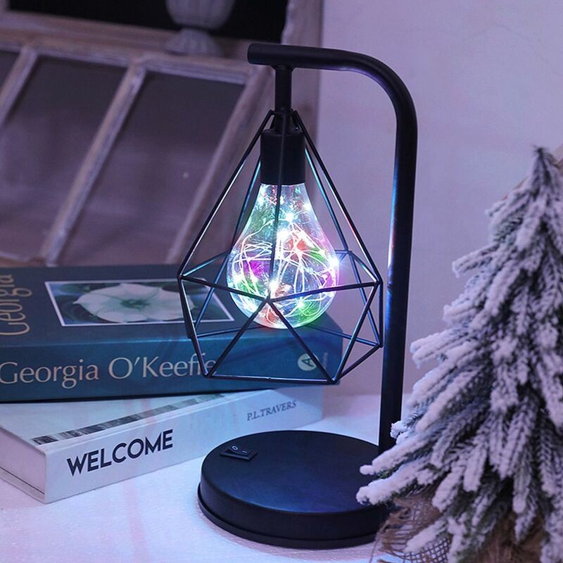 Lampu kafe warna-warni, lampu suasana seni besi lampu meja hadiah Natal dekorasi meja meja lampu malam lampu samping tempat tidur