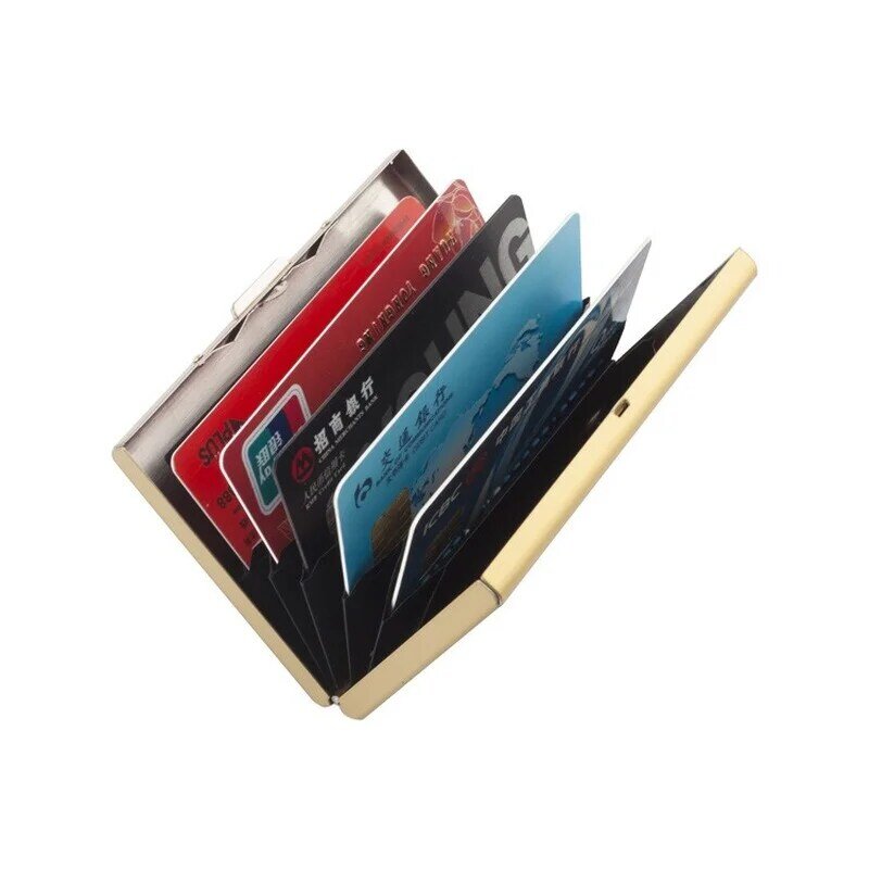 1pc 카드 홀더 남자 RFID 차단 알루미늄 금속 슬림 지갑 돈 가방 안티 스캔 신용 카드 홀더 얇은 케이스 작은 남성 지갑