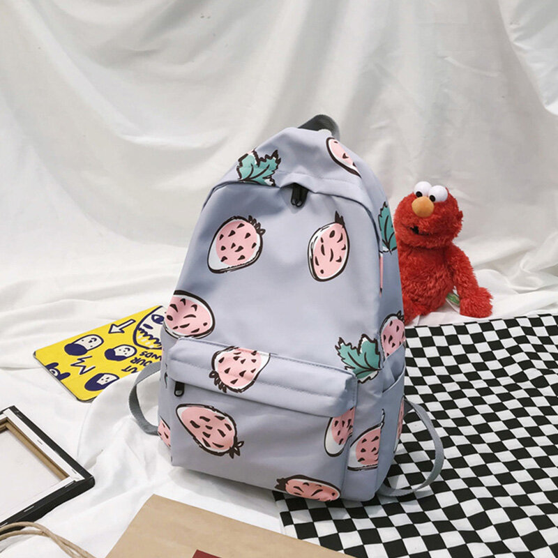 Niedlicher Rucksack Mode Nylon Obst druck Rucksack Frauen großer Schul rucksack für Teenager-Mädchen