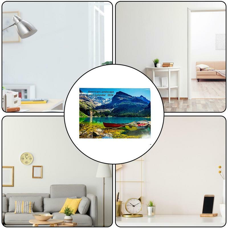 Calendario de pared mensual de paisaje, colección de fotografía de naturaleza para sala de estar, dormitorio y sala de estudio, 2024