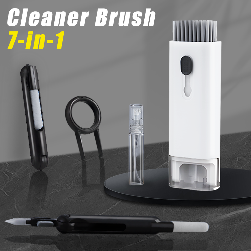 Teclado do computador Cleaner Brush Set, Tela Limpeza Spray Garrafa, Fones de ouvido Limpeza Pen Tools, Keycap Extrator, 7 em 1