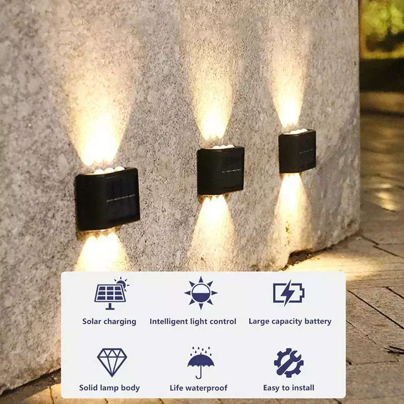 Solar Wall Lamp Outdoor Waterproof Solar Powered Light UP and Down Illuminate Home Garden Yard Decoration Outside Sunlights