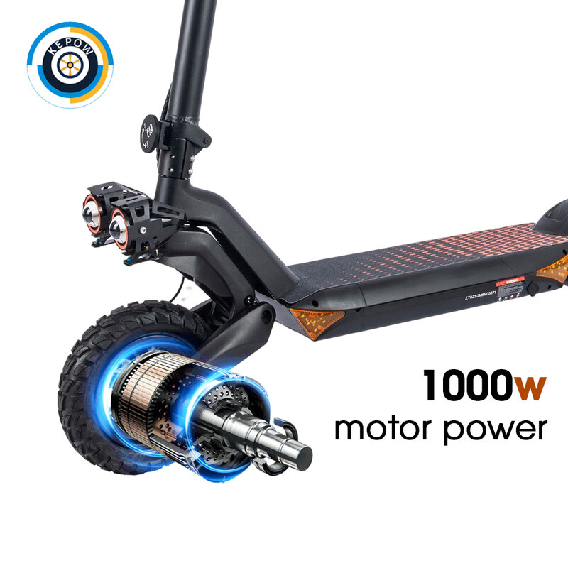 Kepow T8 skuter listrik untuk dewasa, bertenaga baterai 1000W 20ah e-skuter 10 inci Off Road tendangan skuter listrik stok EU