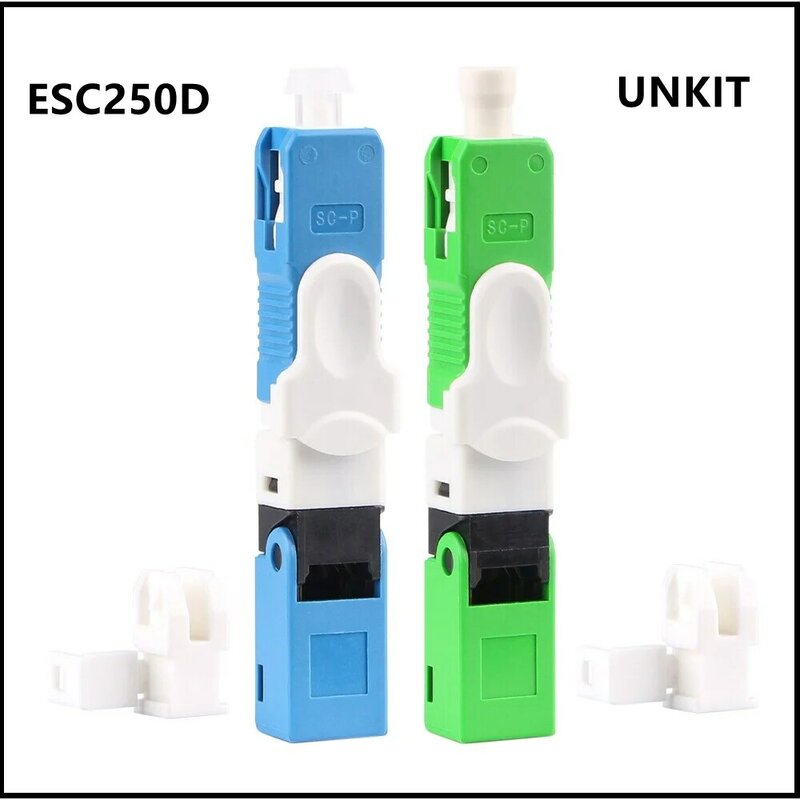 Unkit-ftth conector rápido para fibra óptica, conector rápido sc apc upc, modo único, baixa perda, esc250d