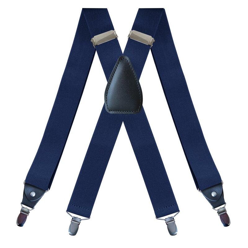 Bretelles pour hommes, Clips élastiques en forme de x, couleur unie, taille 1.38 pouces, attelle ajustable unisexe pour le travail