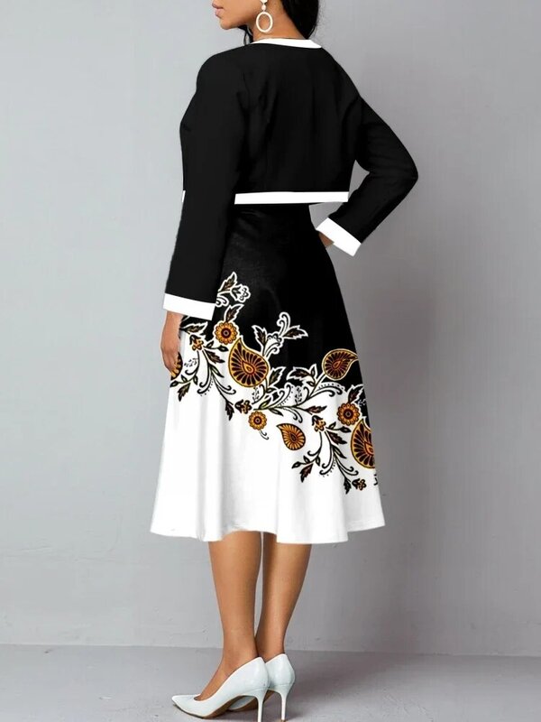 Африканские платья для женщин комплект из 2 предметов пальто и платье Элегантное Дашики весенне-летнее платье женская традиционная африканская одежда