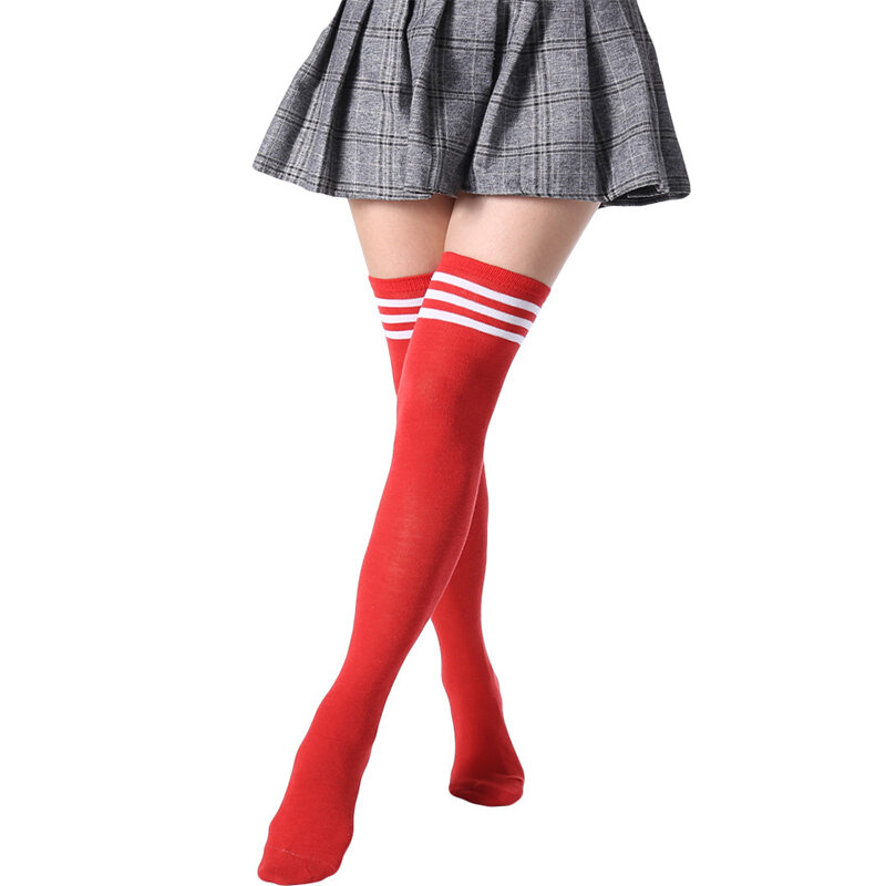 JK Woman Cosplay Stockings Green White Strips Lolita Long Socks Over Knee Thigh High Socks Women Compression Socks
