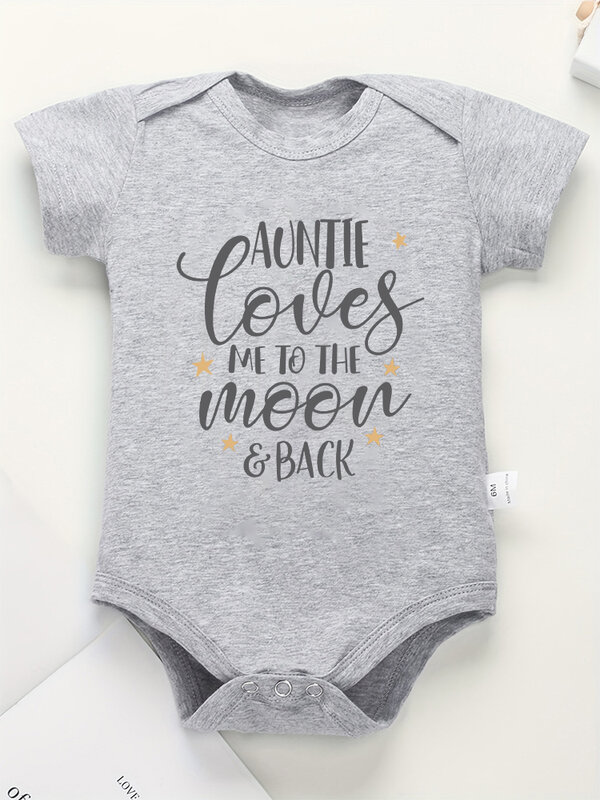 Auntie Loves Me To The Moon & Back Cute Newborn Baby Girl Clothes Cotton Infant Boy Onesie Fashion Fine Gift Toddler Romper