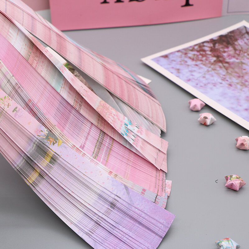 540 folhas sakura origami estrelas tiras de papel estrela sorte origami decoração dobrável papel diy criança mão arte artesanato suprimentos