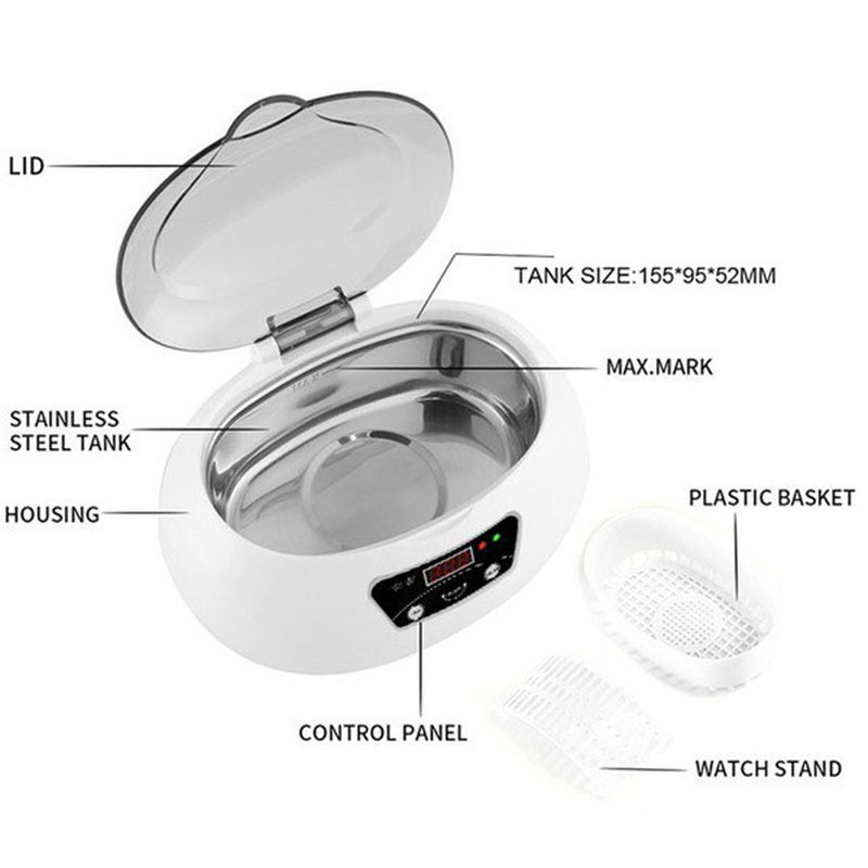 600ml Ultra sonic Cleaner Bath Timer dla części biżuterii okulary Manicure kamienie frezy Dental Razor Brush ultrasonic Sonic Boxc