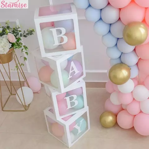 Letter A-Z Transparent Gift Boxes Kid Birthday Baby Shower Party Decorations Boxes Wedding Party Favor Event Decorations