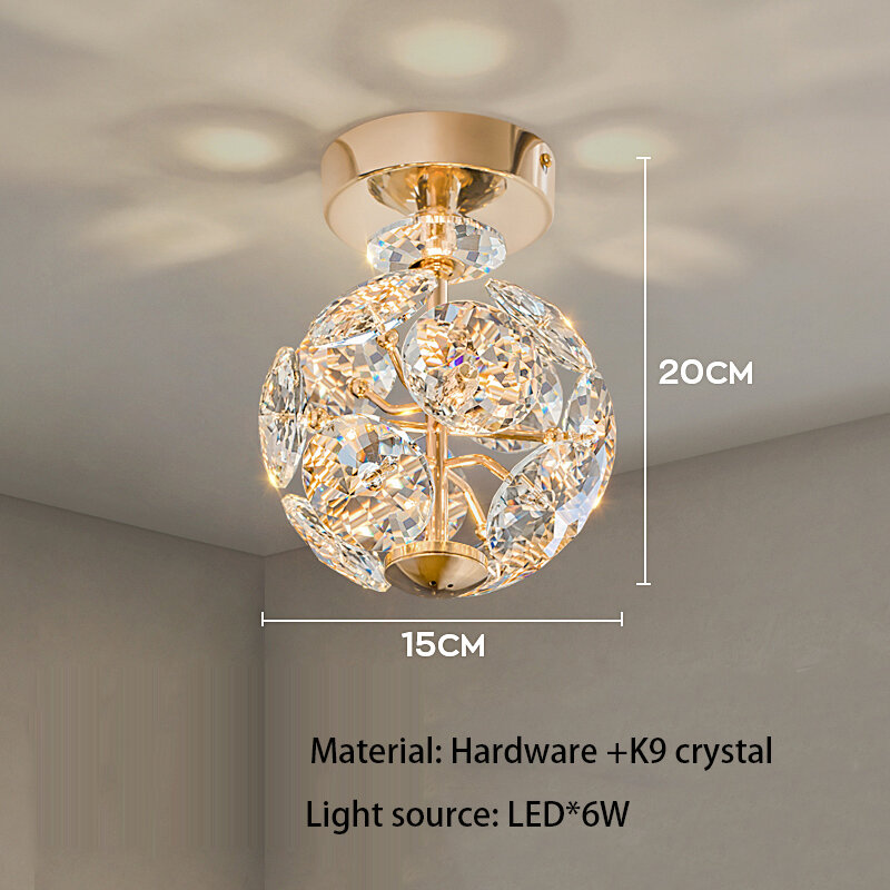 Modern K9 Pure Crystal Bedside Small Chandelier Light Lluxury Crystal Wall Lamp Corridor Ceiling Lamp Bar Decoration Noble Lamps