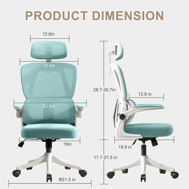 Krzesło biurowe wysokim oparciem ergonomiczne krzesło biurowe z stabilizator lędźwiowy regulowanym zagłówkiem 3D podłokietnik i stabilizator lędźwiowy do domu