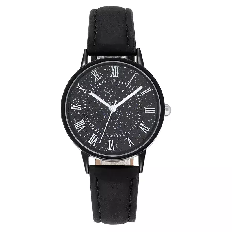 Relógio de pulso de quartzo estilo fosco feminino, pulseira de couro, relógio casual, presente para senhoras, moda
