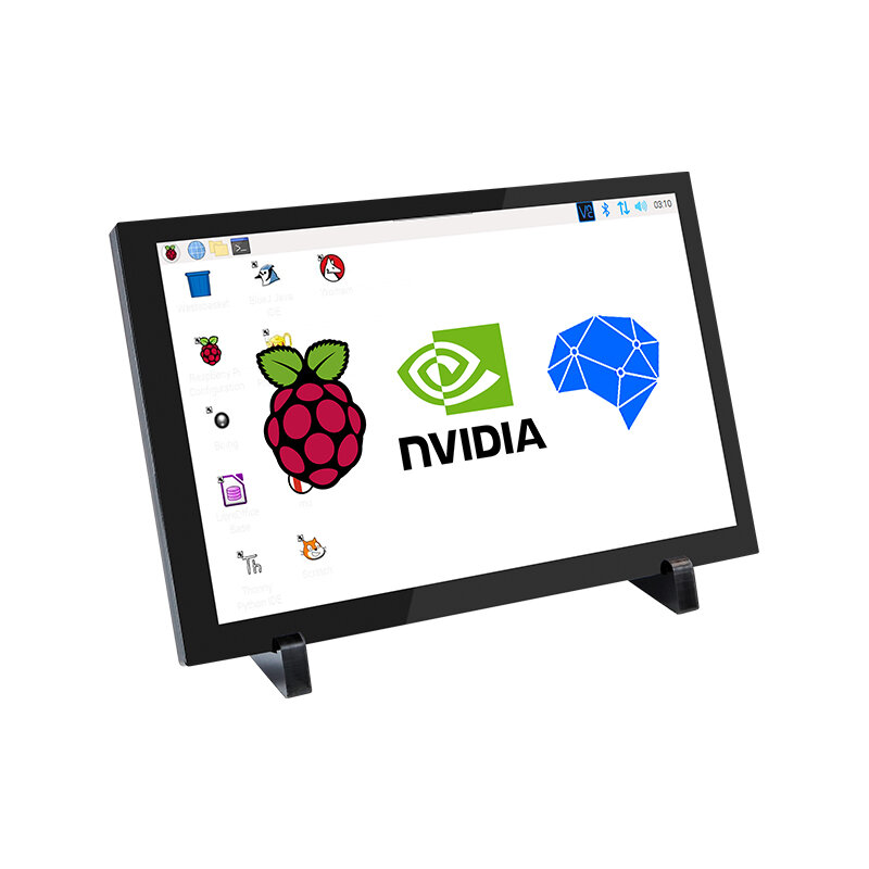 10.1-inch Capacitive Touch Screen LCD Display With Bracket High Resolution For Raspberry Pi Jetson Nano/Orin Nano/Orin NX
