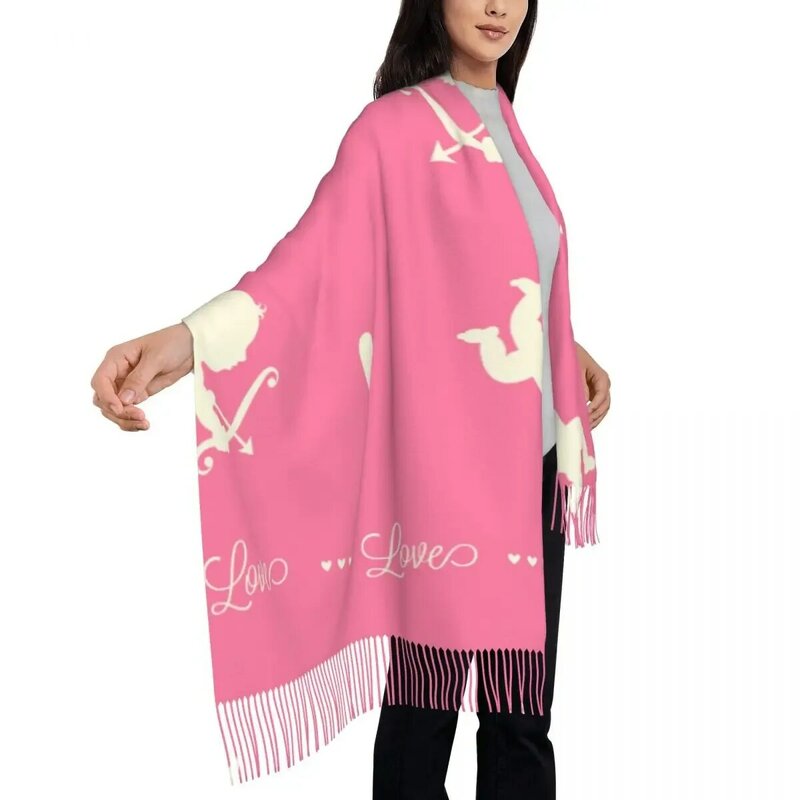 女性の暖かい冬の無限のスカーフセット、毛布のスカーフ、純粋な色、天使、バレンタインデー