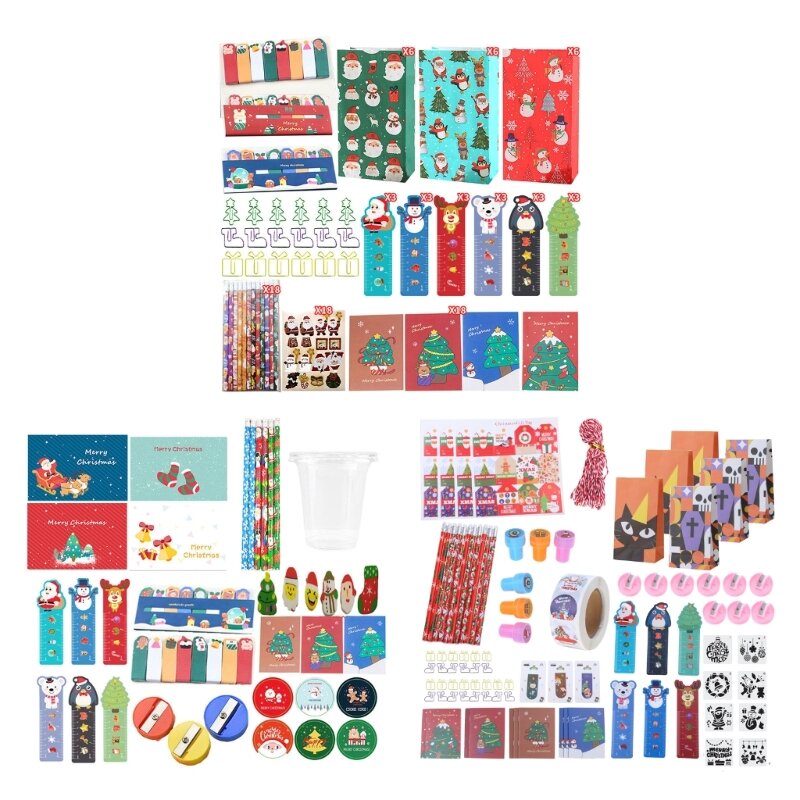 Christmas Theme Stationery Sets Pencils Christmas Stationery Bag Stuffers Stationary Suit Christmas Goody Bag Stuffers Dropship