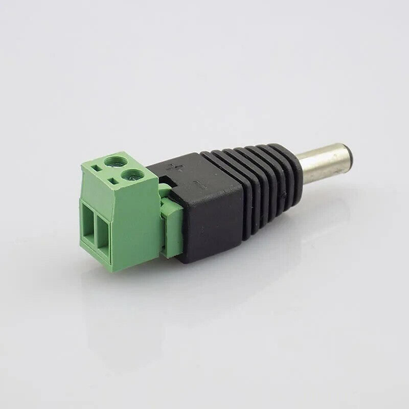 DC Macho Plug Power Connector Adapter, Fonte de alimentação para câmera CCTV, Segurança LED Strip Light, Acessórios, 5.5x2.1mm, 2 pcs, 5 pcs, 10pcs