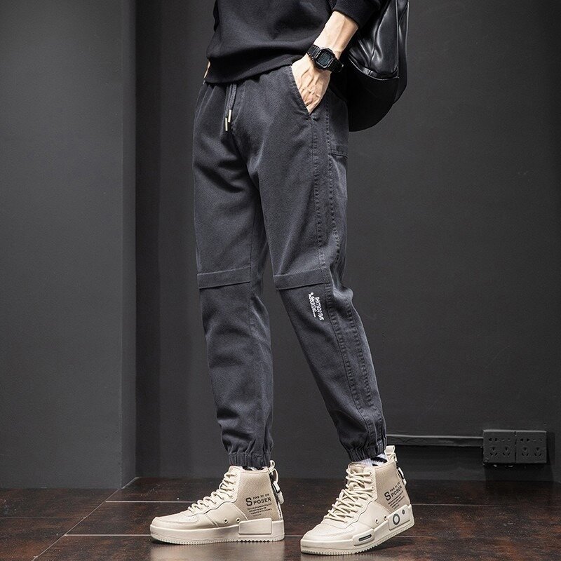 M-4XL! 2023 Spring and Autumn Solid Color Casual Fashion Loose Fit Harun Pants Men Clothing