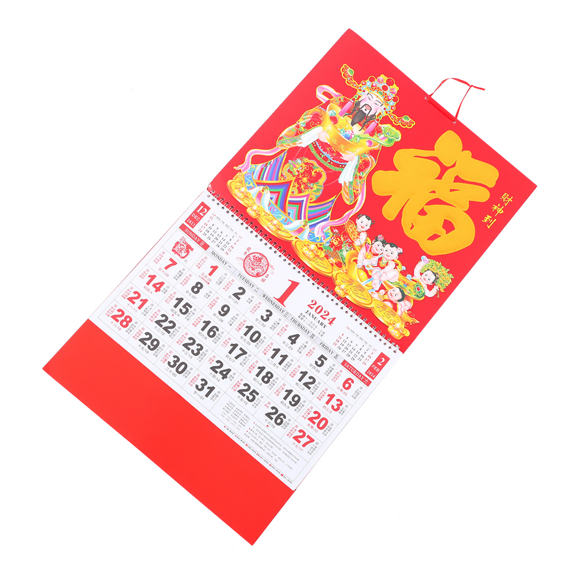 Parede Chinesa Calendário Pendurado Lunar, Calendário Diário do Dragão, Calendário Fengshui Chinês Tradicional, Ano Novo, 2024