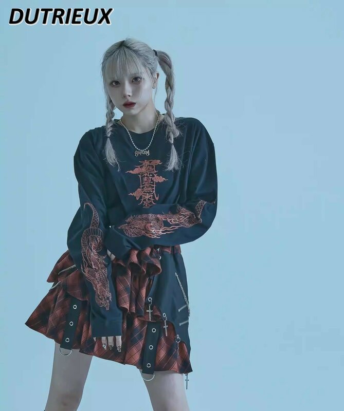 Japanese Style Mine Lolita Sweet Girl Short Skirt Cross Pendant Chain Laminated Lace Elastic Waist A-line Skirts for Women