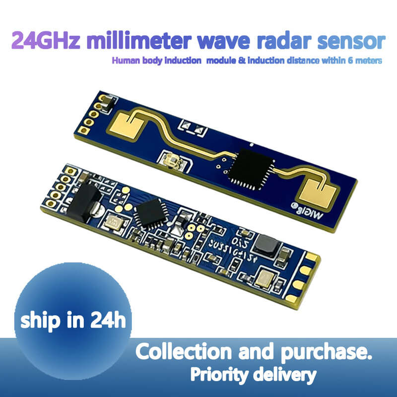 Sensor inteligente de HLK-LD2410 de 24GHz, módulo de Radar de detección de presencia humana, interruptor de movimiento de onda, detección de rango, Bluetooth, LD2410B