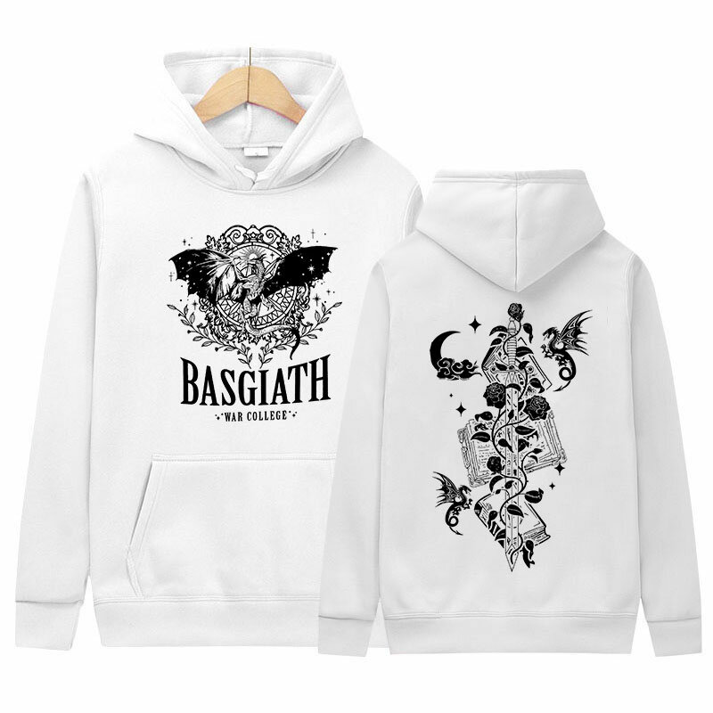 Basgiath War College Dragon Rider Print Hoodie Men Retro Long Sleeve Fashion Sweatshirt Unisex Fleece Pullover Oversized Hoodies