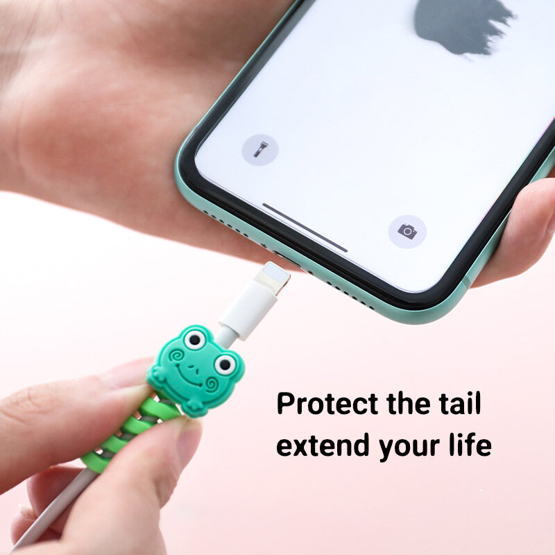 Чехол для кабеля с защитой от укусов, милый мягкий защитный кабель из ТПУ с сердечками и цветами для Apple iPhone, USB-кабель для зарядки, шнур