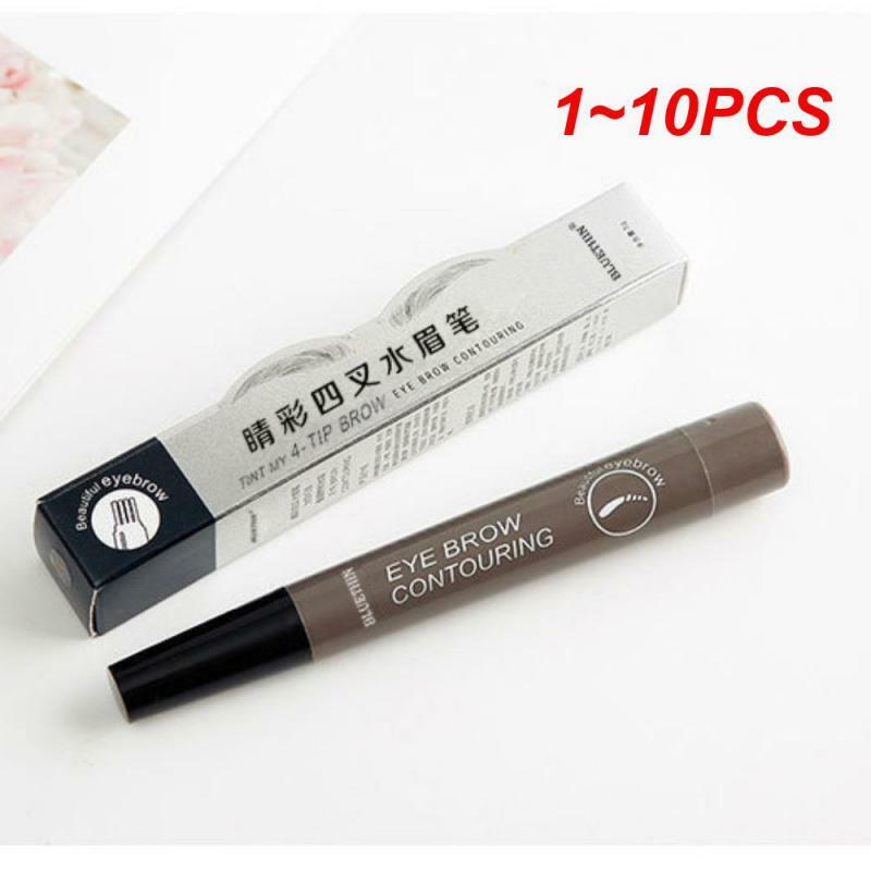 Caneta de tinta de sobrancelha líquida impermeável, ferramenta de maquiagem 3D, sobrancelha Enhancers, 4 garfo, 1 a 10pcs cores