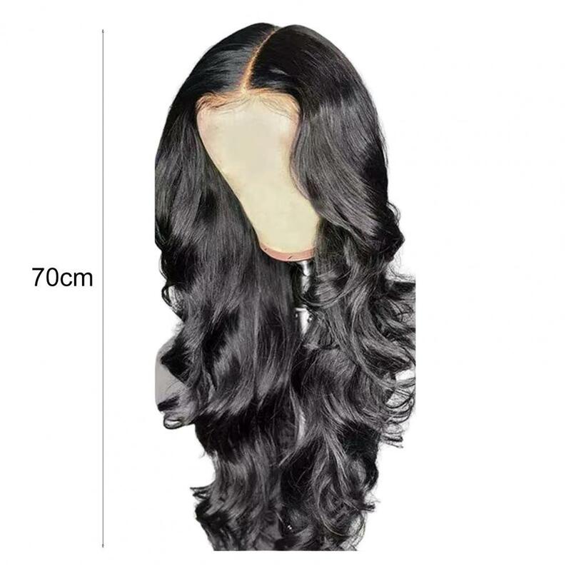 Peruca de cabelo encaracolado longo para mulheres, peruca de renda de cabelo humano, peruca brasileira, ondas grandes, sintética, 70cm
