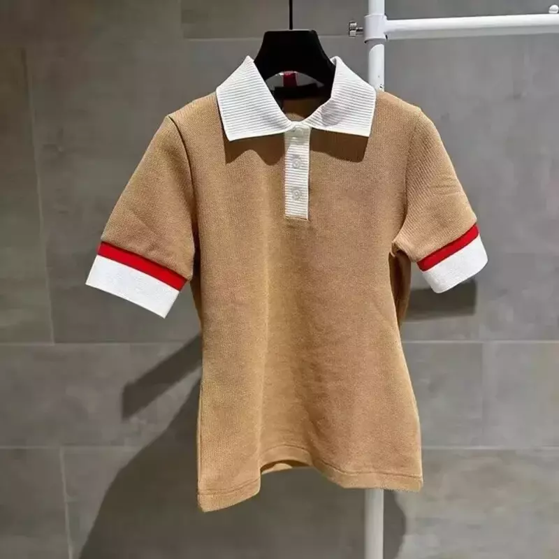 Korean Women's Top 2024 Summer New Versatile Slim T-Shirt Quick-Drying Sports Polo Shirt