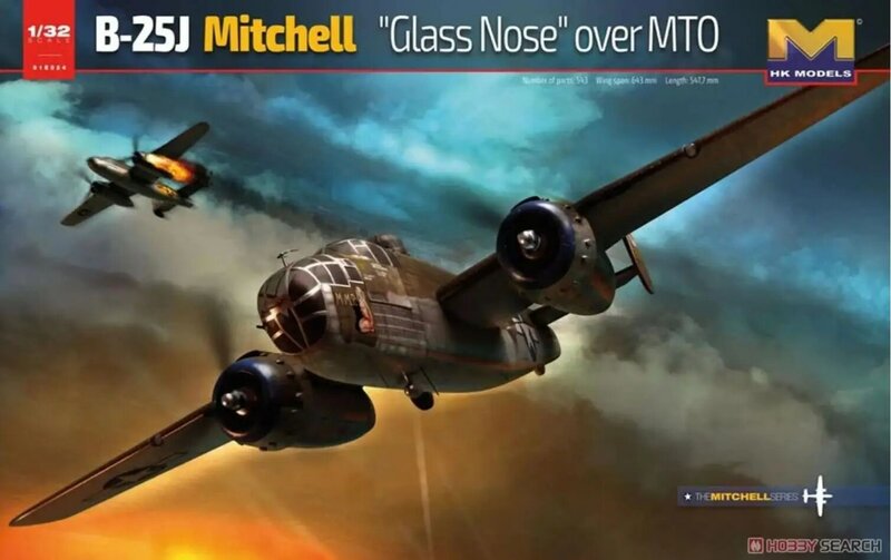 HK Model 01E024 1/32 skala B-25J Mitchell Glass Nose over MTO (model plastik)