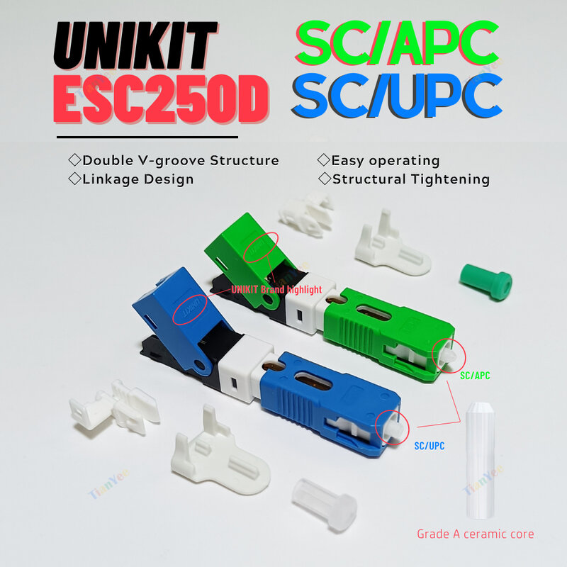 100% оригинальный новый UNIKIT ESC250D SC/APC UPC оптоволоконный быстрый разъем FTTH одномодовый оптический быстродействующий