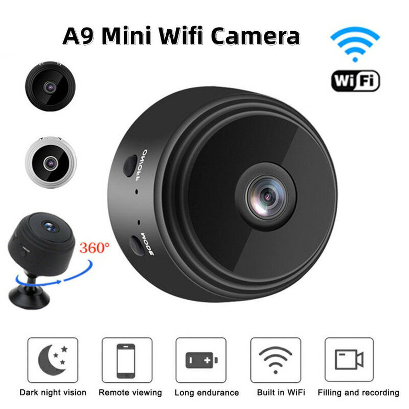 A9 Kamera CCTV, kamera keamanan Wifi terhubung ke ponsel tanpa kabel, kamera WiFi 1080p HD Versi malam kamera suara mikro