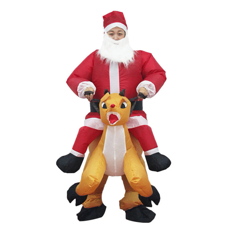 Boże Narodzenie zabawna kreskówka nadmuchiwany kostium renifer rekwizyty dla dorosłych na jeleniach święty mikołaj nadmuchane ubrania kostium imprezowy