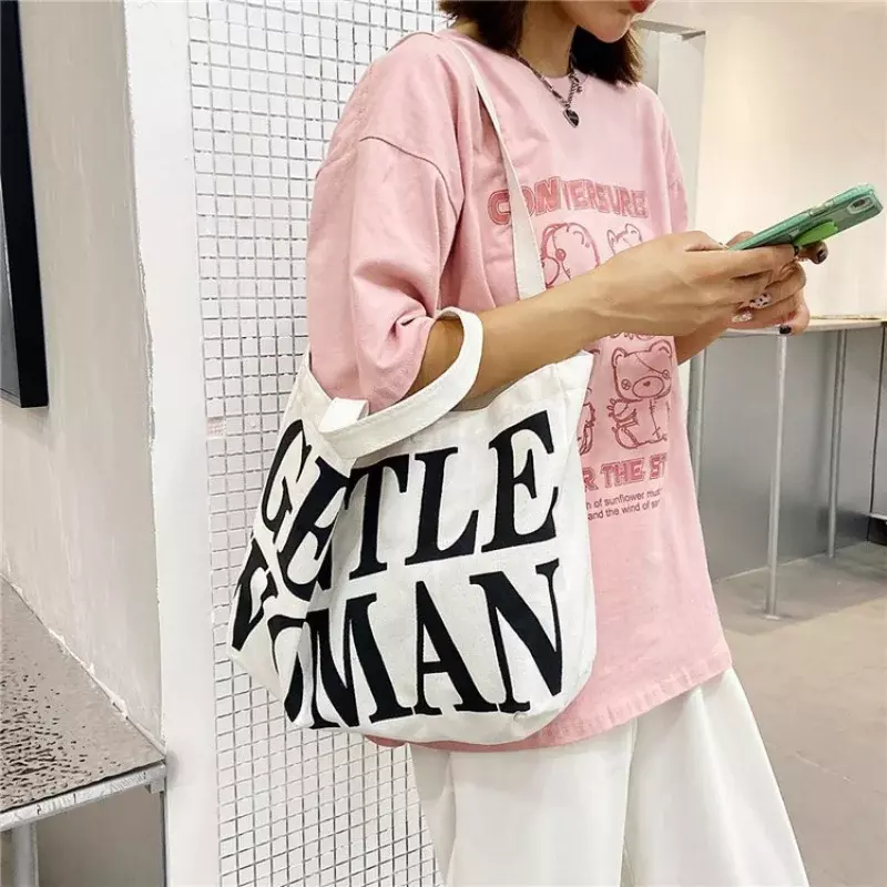 Tote Handbag women's 2023 Summer New Fashion edizione coreana semplice borsa a tracolla in tela di grande capacità Tote Letter Big Cloth Bag